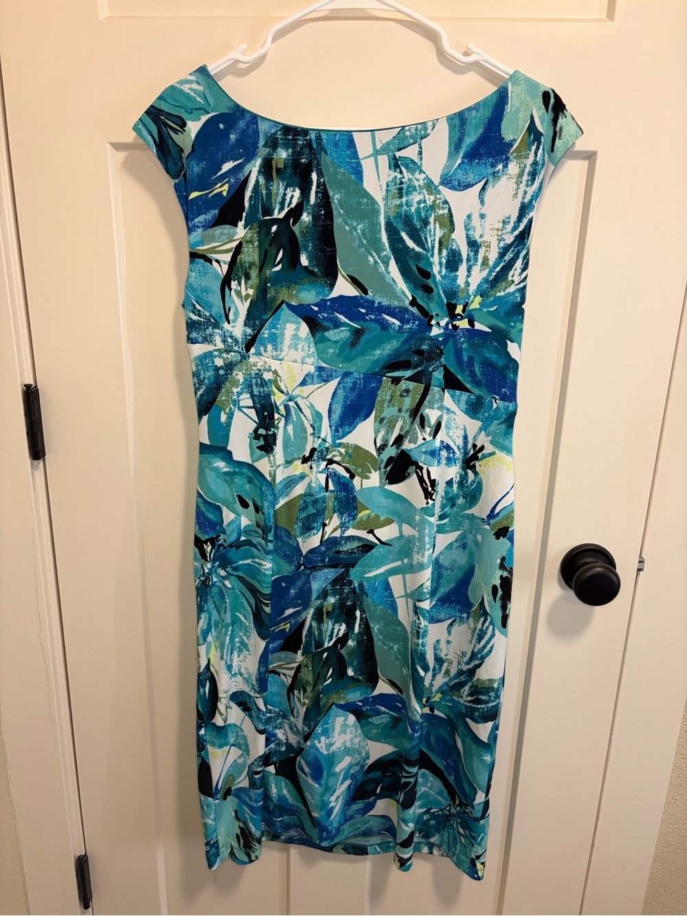 connected apparel Blue & Aqua Floral Twist-Front Midi Dress - Picture 6 of 6